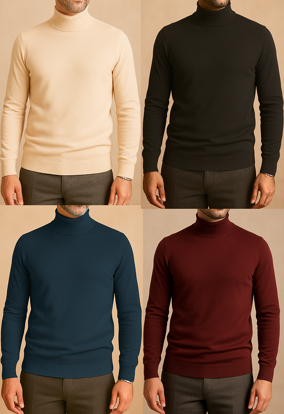 OFFRE SPECIALE: 4 x Pull Col Montant - COULEURS + NOIR | Livraison Gratuite