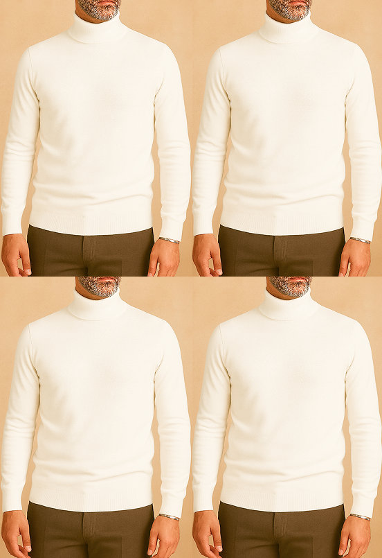 OFFRE SPECIALE: 4 x Pull Col Montant - BLANC | Livraison Gratuite