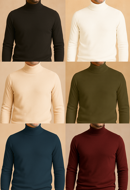 OFFRE SPECIALE: 6 x Pull Col Montant - COULEURS + BLANC + NOIR | Livraison Gratuite