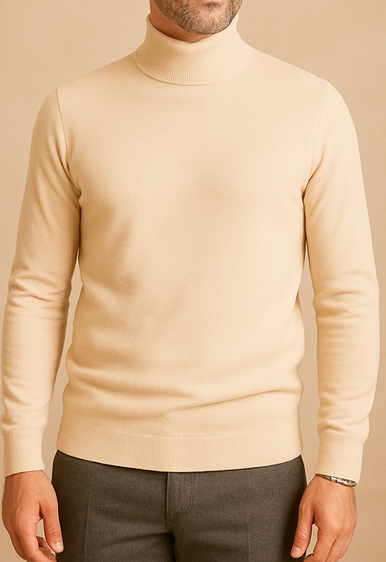 Pull Col Montant Qualité Supérieure - BEIGE